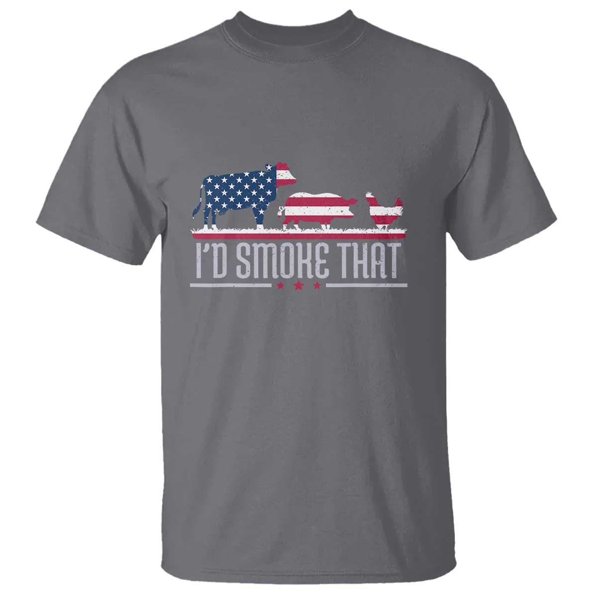 4th July I'd Smoke That Patriot BBQ Barbeque Cook Chef T Shirt - Wonder Print Shop