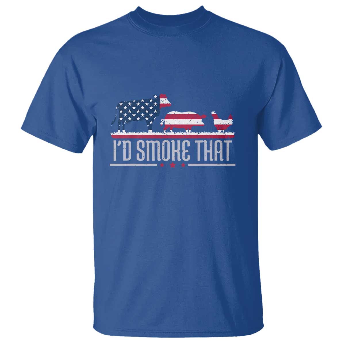 4th July I'd Smoke That Patriot BBQ Barbeque Cook Chef T Shirt - Wonder Print Shop