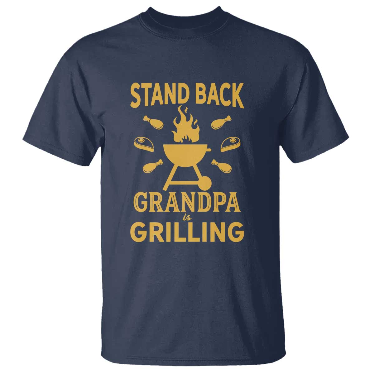 Mens Funny Grandpa Grilling T Shirt Stand Back BBQ Tee, Fathers Day Gift, Comfortable Cotton - Wonder Print Shop