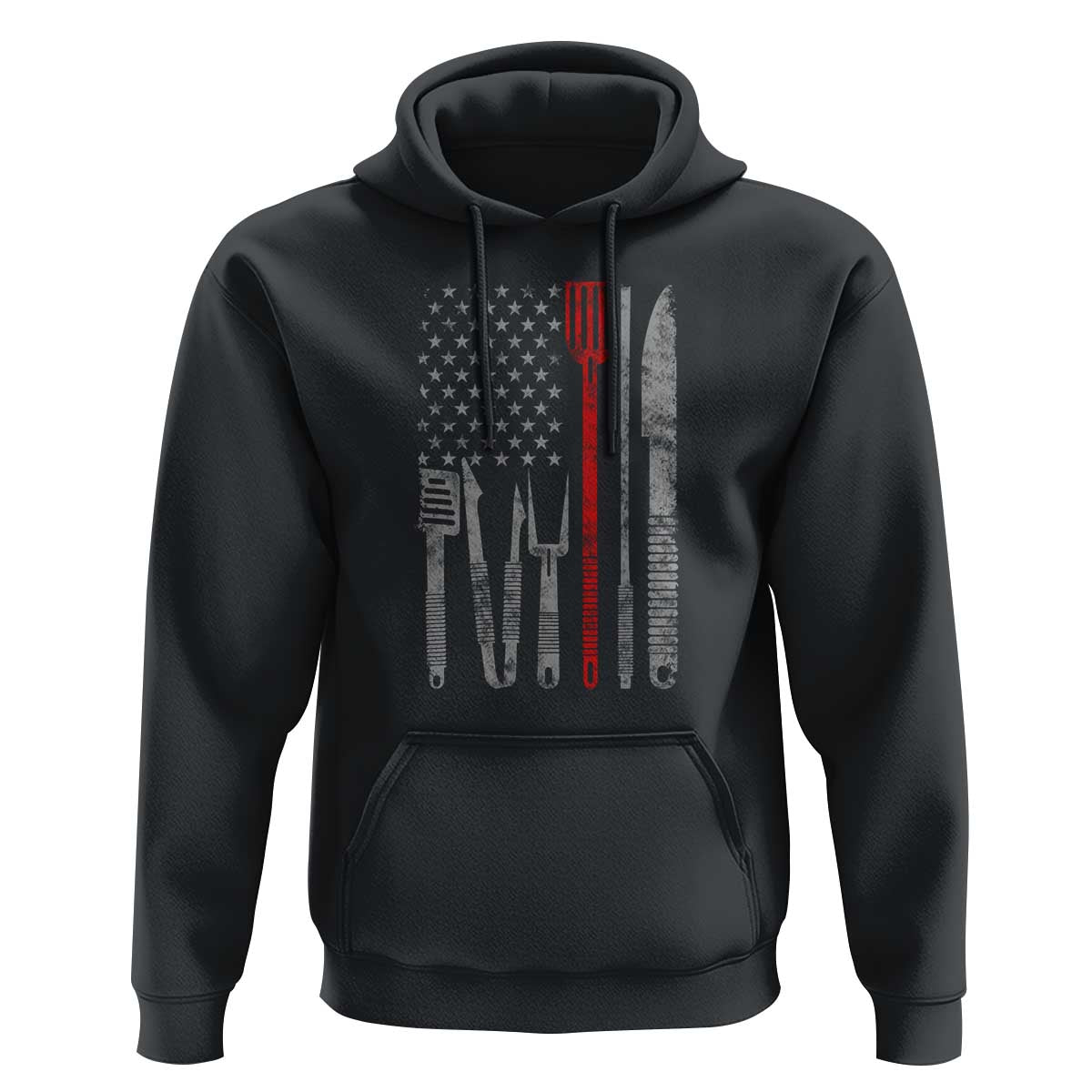Thin Red Line USA Flag Hoodie BBQ Grill Cooking Chef Gift - Wonder Print Shop