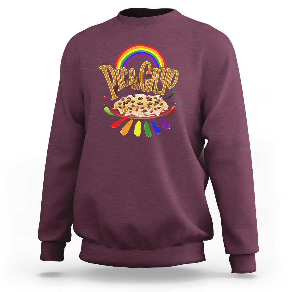 LGBT Sweatshirt Pico De Gayo Mexican Food with Rainbow - Wonder Print Shop