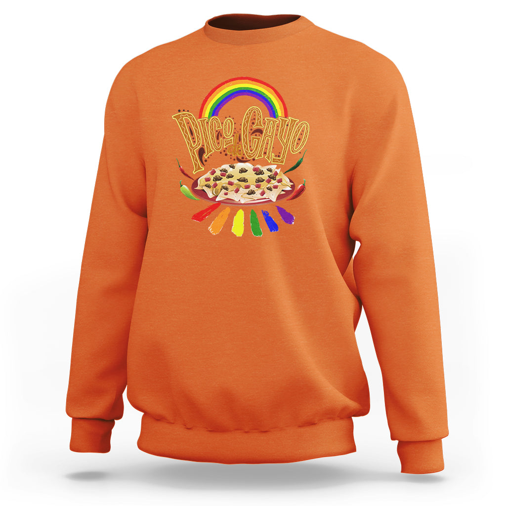 LGBT Sweatshirt Pico De Gayo Mexican Food with Rainbow - Wonder Print Shop