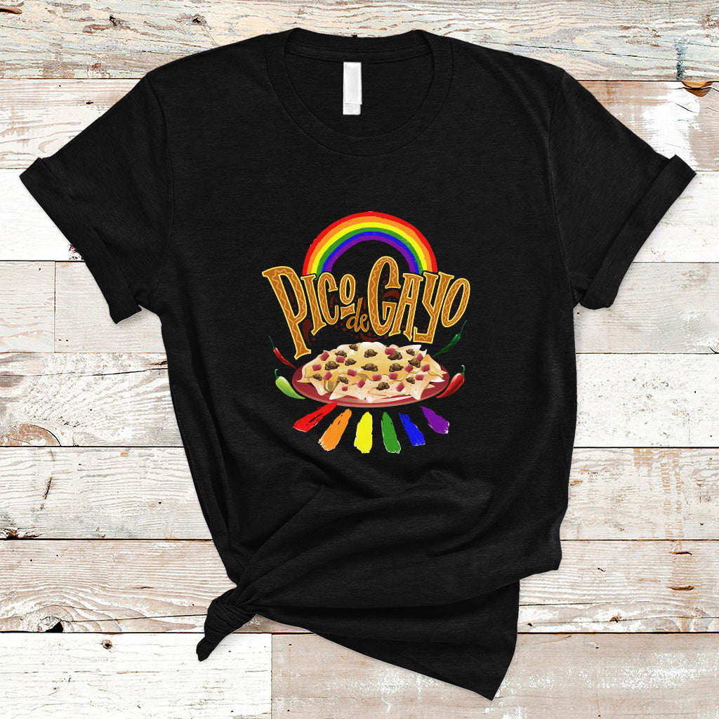 LGBT T Shirt Pico De Gayo Mexican Food with Rainbow - Wonder Print Shop