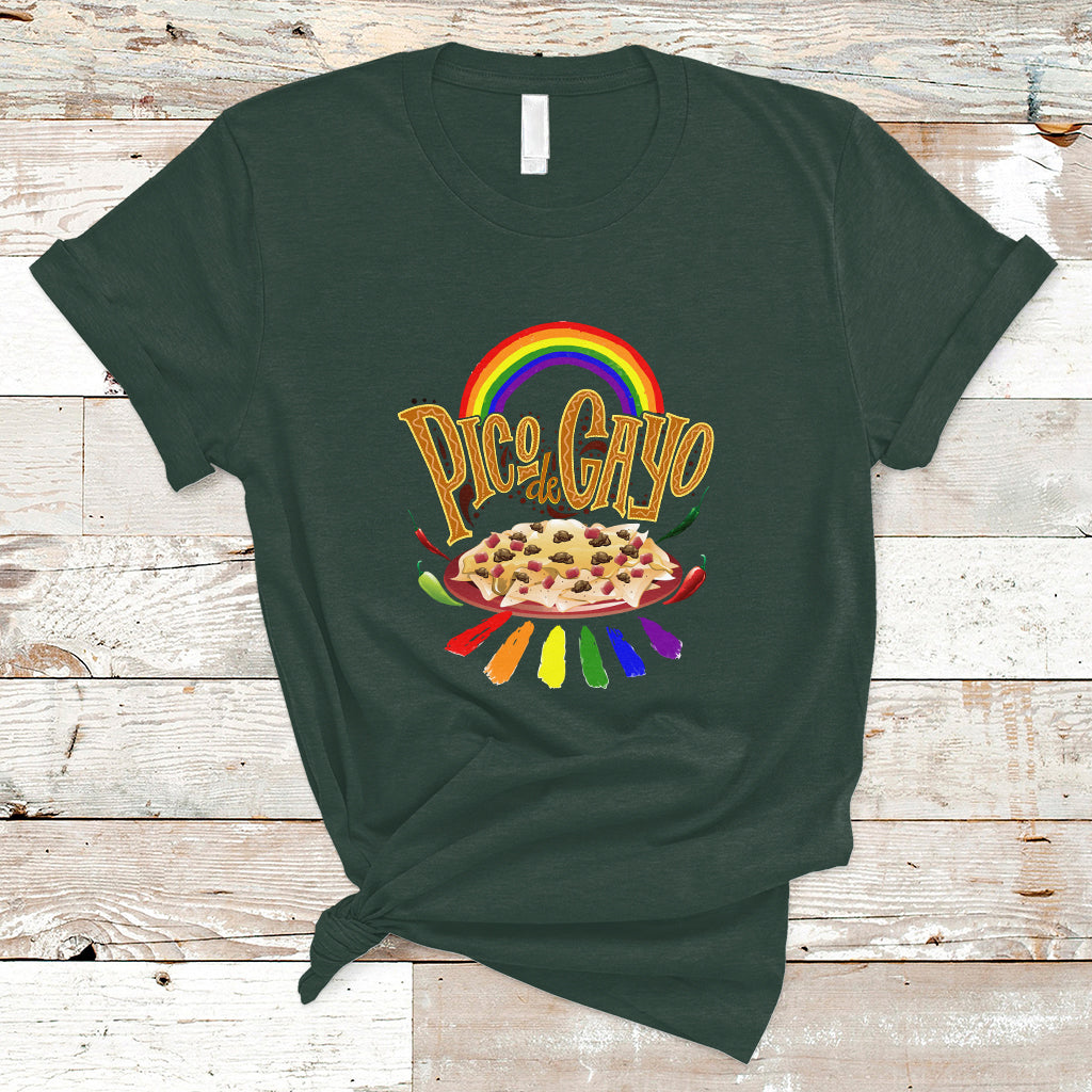 LGBT T Shirt Pico De Gayo Mexican Food with Rainbow - Wonder Print Shop