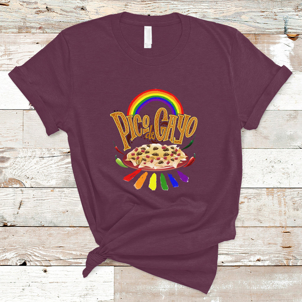 LGBT T Shirt Pico De Gayo Mexican Food with Rainbow - Wonder Print Shop