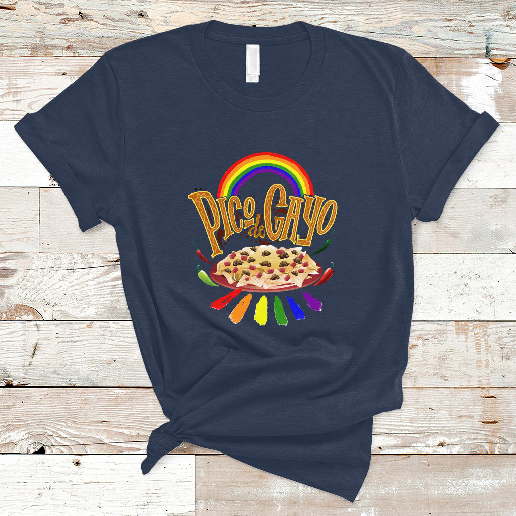 LGBT T Shirt Pico De Gayo Mexican Food with Rainbow - Wonder Print Shop