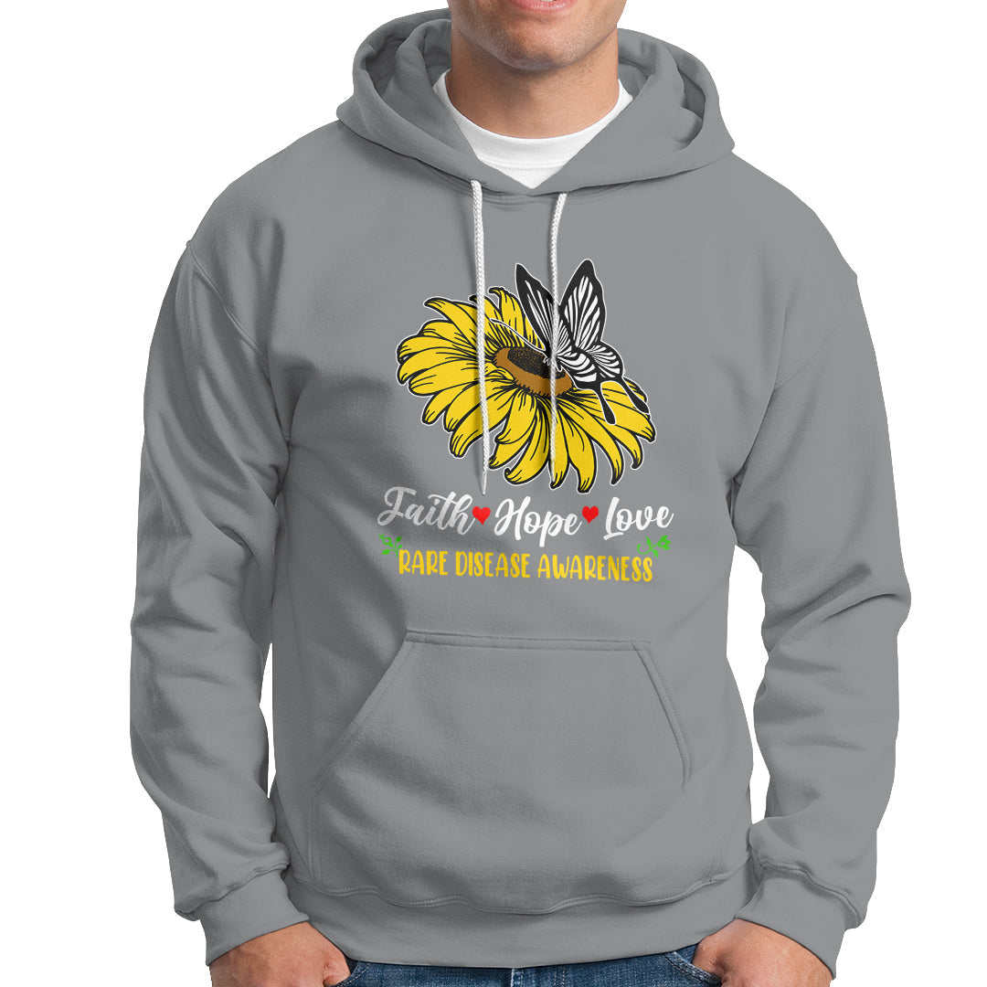Rare Disease Awareness Hoodie Faith Hope Love with Zebra Butterfly - Wonder Print Shop