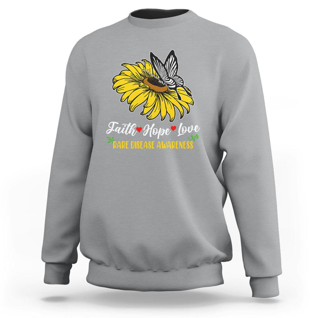 Rare Disease Awareness Sweatshirt Faith Hope Love with Zebra Butterfly - Wonder Print Shop