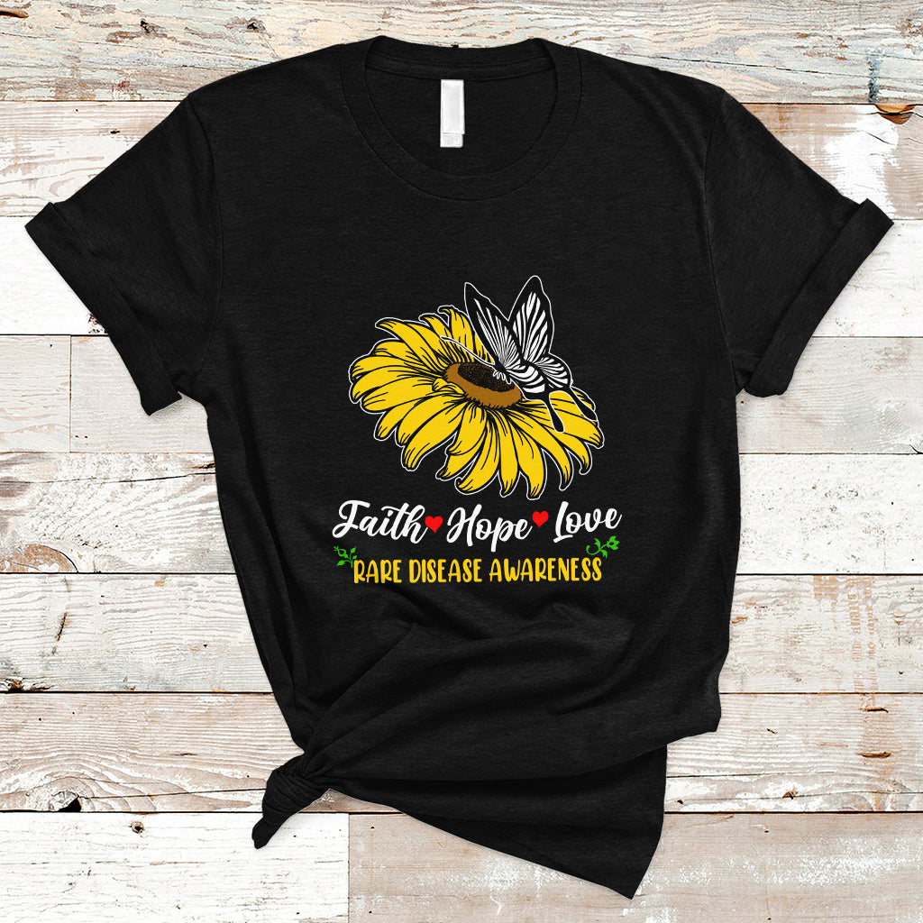 Rare Disease Awareness T Shirt Faith Hope Love with Zebra Butterfly - Wonder Print Shop