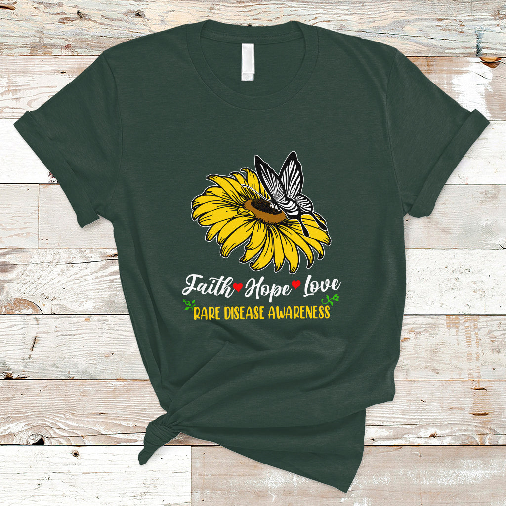 Rare Disease Awareness T Shirt Faith Hope Love with Zebra Butterfly - Wonder Print Shop