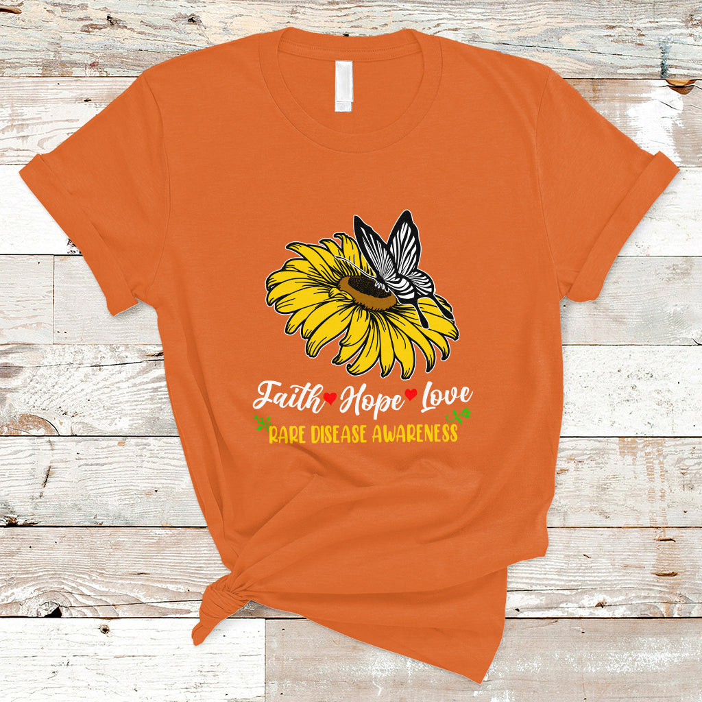 Rare Disease Awareness T Shirt Faith Hope Love with Zebra Butterfly - Wonder Print Shop