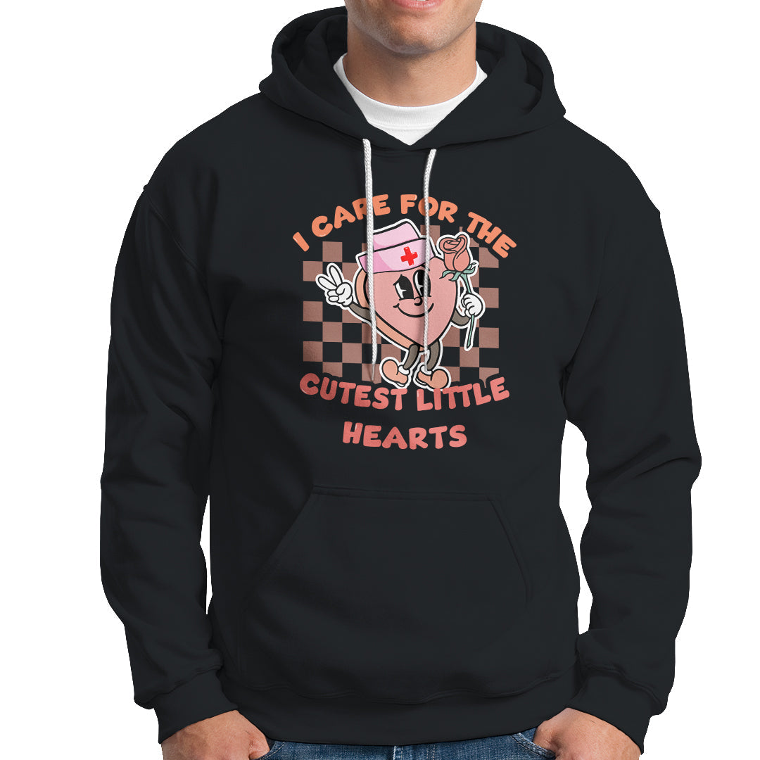 Nurse Valentine Hoodie Funny I Care For The Cutest Little Hearts - Wonder Print Shop