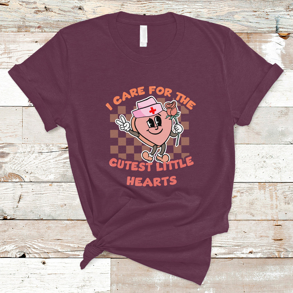 Nurse Valentine T Shirt Funny I Care For The Cutest Little Hearts - Wonder Print Shop