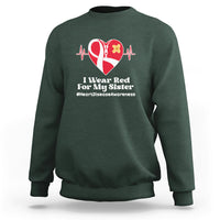 I Wear Red For My Sister Heart Disease Awareness Sweatshirt with Red Ribbon - Wonder Print Shop