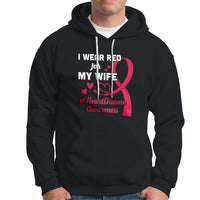 Black pullover hoodie with chest heart disease awareness graphic and kangaroo pocket