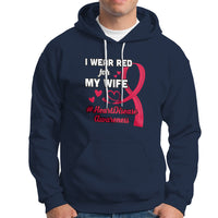 Navy pullover hoodie with chest heart disease awareness graphic and kangaroo pocket
