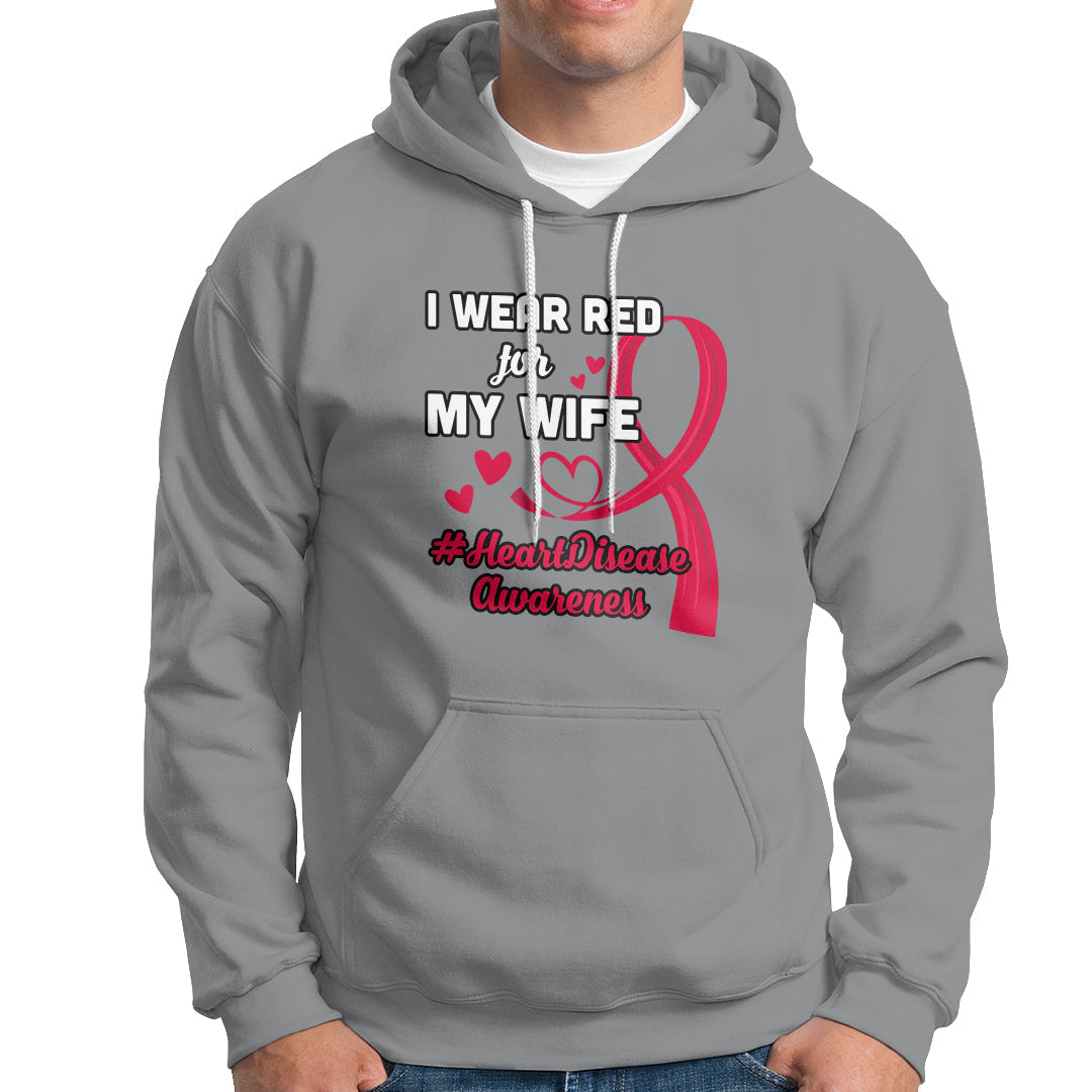 Sport gray pullover hoodie with chest heart disease awareness graphic and kangaroo pocket