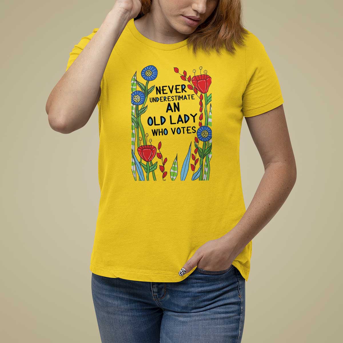 Never Underestimate an Old Lady Who Votes T Shirt For Women Feminist Gift for Women - Wonder Print Shop