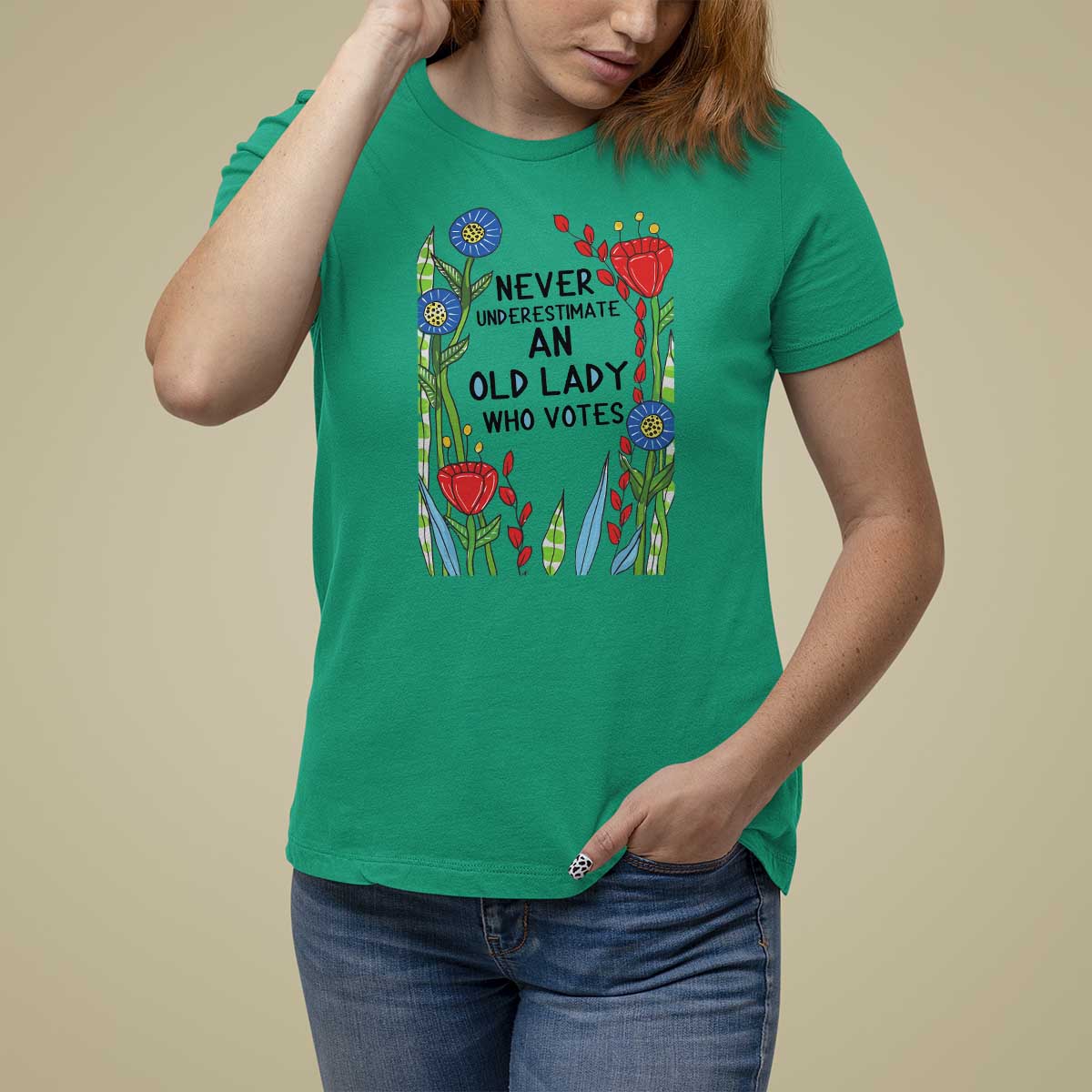Never Underestimate an Old Lady Who Votes T Shirt For Women Feminist Gift for Women - Wonder Print Shop