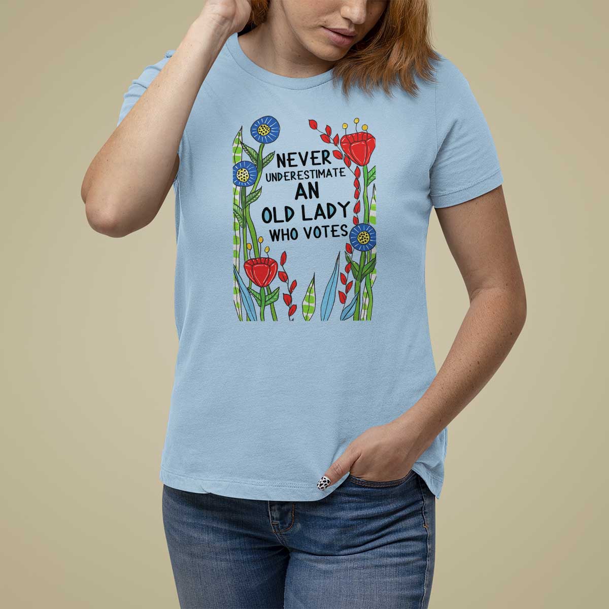 Never Underestimate an Old Lady Who Votes T Shirt For Women Feminist Gift for Women - Wonder Print Shop