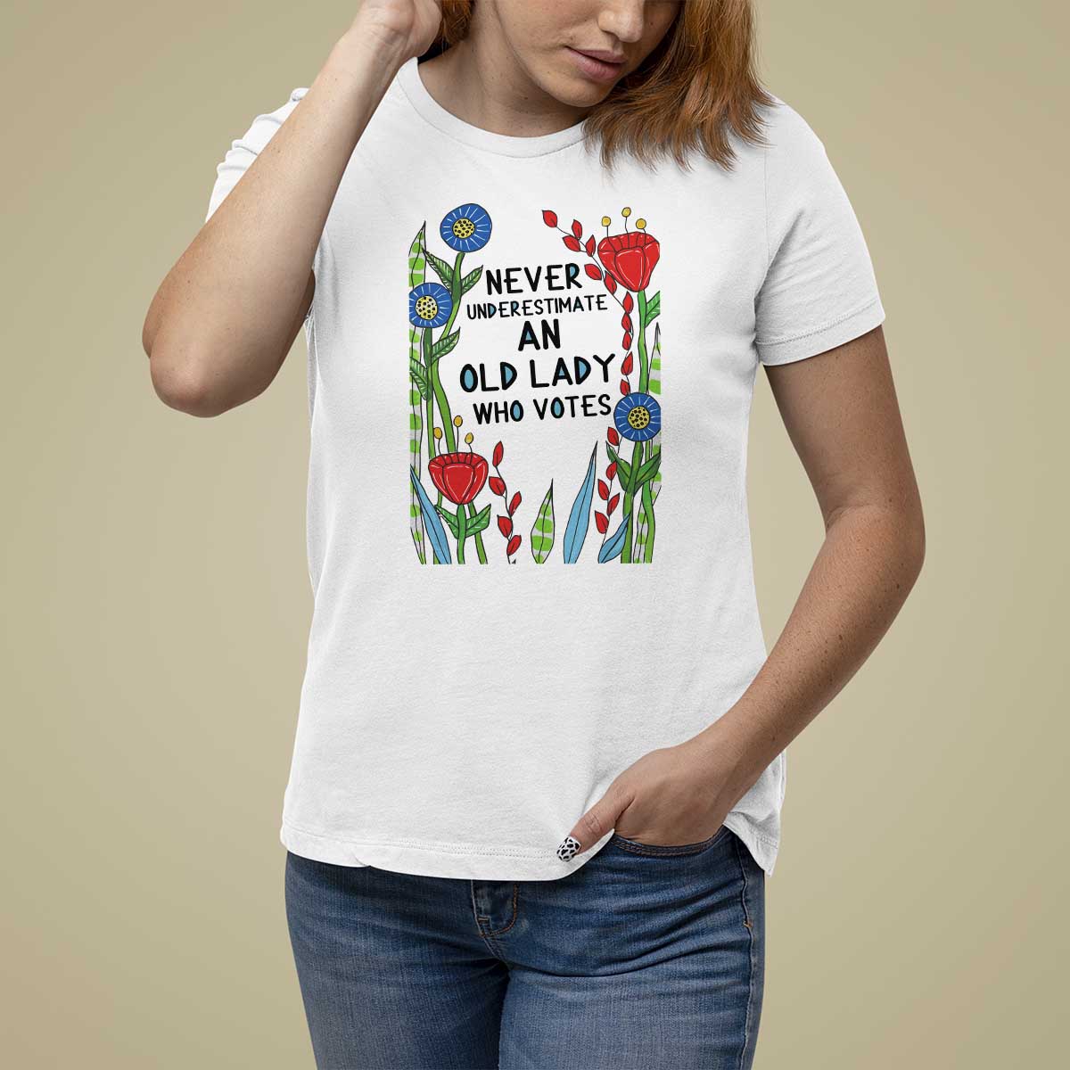 Never Underestimate an Old Lady Who Votes T Shirt For Women Feminist Gift for Women - Wonder Print Shop