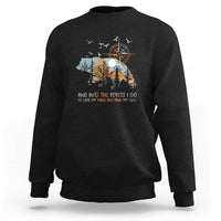 And Into the Forest I Go - Nature Lover Outdoor Adventure Sweatshirt Wilderness Compass & Bear Design - Wonder Print Shop