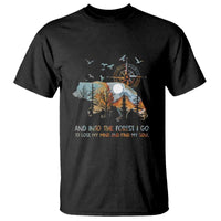 And Into the Forest I Go - Nature Lover Outdoor Adventure T Shirt Wilderness Compass & Bear Design - Wonder Print Shop