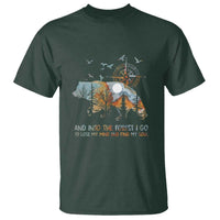 And Into the Forest I Go - Nature Lover Outdoor Adventure T Shirt Wilderness Compass & Bear Design - Wonder Print Shop