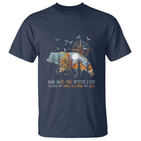 And Into the Forest I Go - Nature Lover Outdoor Adventure T Shirt Wilderness Compass & Bear Design - Wonder Print Shop