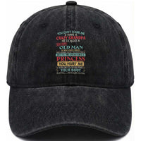 You Can't Scare Me I Have a Crazy Grandpa Grumpy Old Man Washed Cotton Baseball Cap Funny Granddaughter Gift