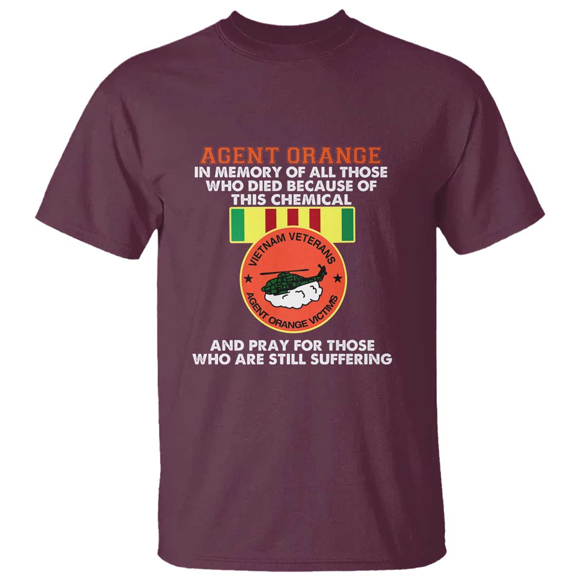Agent Orange Awareness T Shirt Agent Orange Remember Our Sacrifice - Patriotic Veterans Day Gift for U.S. Veteran Dad or Grandpa - Wonder Print Shop