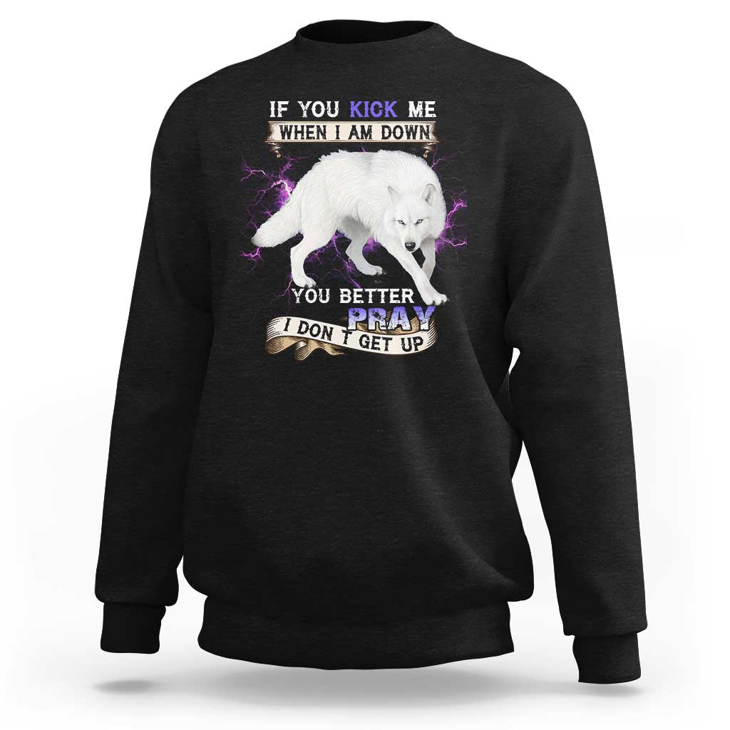 If You Kick Me When I'm Down, You Better Hope I Dont Get Up Sweatshirt Wolf Spirit & Resilience - Wonder Print Shop