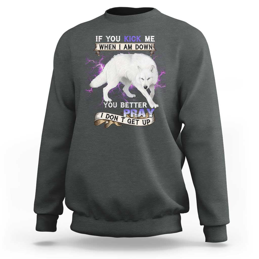 If You Kick Me When I'm Down, You Better Hope I Dont Get Up Sweatshirt Wolf Spirit & Resilience - Wonder Print Shop