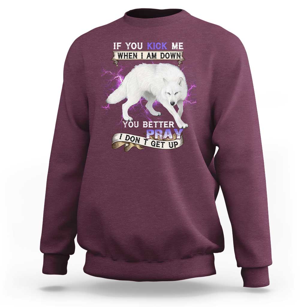 If You Kick Me When I'm Down, You Better Hope I Dont Get Up Sweatshirt Wolf Spirit & Resilience - Wonder Print Shop