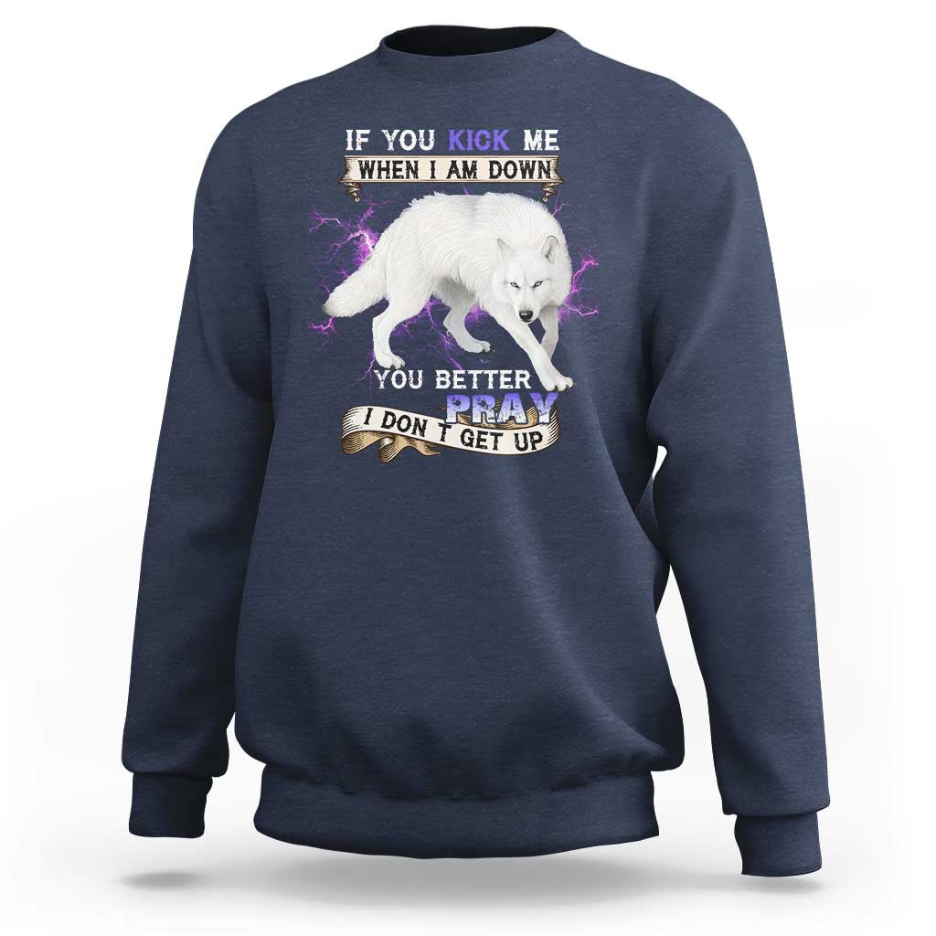 If You Kick Me When I'm Down, You Better Hope I Dont Get Up Sweatshirt Wolf Spirit & Resilience - Wonder Print Shop