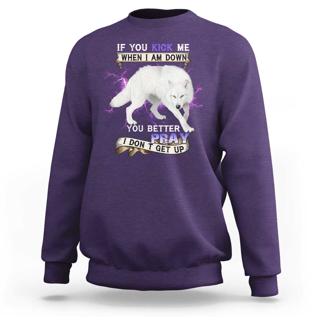 If You Kick Me When I'm Down, You Better Hope I Dont Get Up Sweatshirt Wolf Spirit & Resilience - Wonder Print Shop