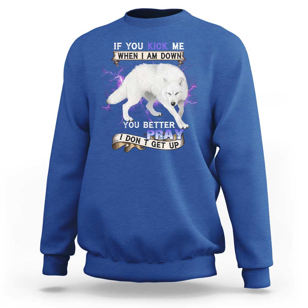 If You Kick Me When I'm Down, You Better Hope I Dont Get Up Sweatshirt Wolf Spirit & Resilience - Wonder Print Shop