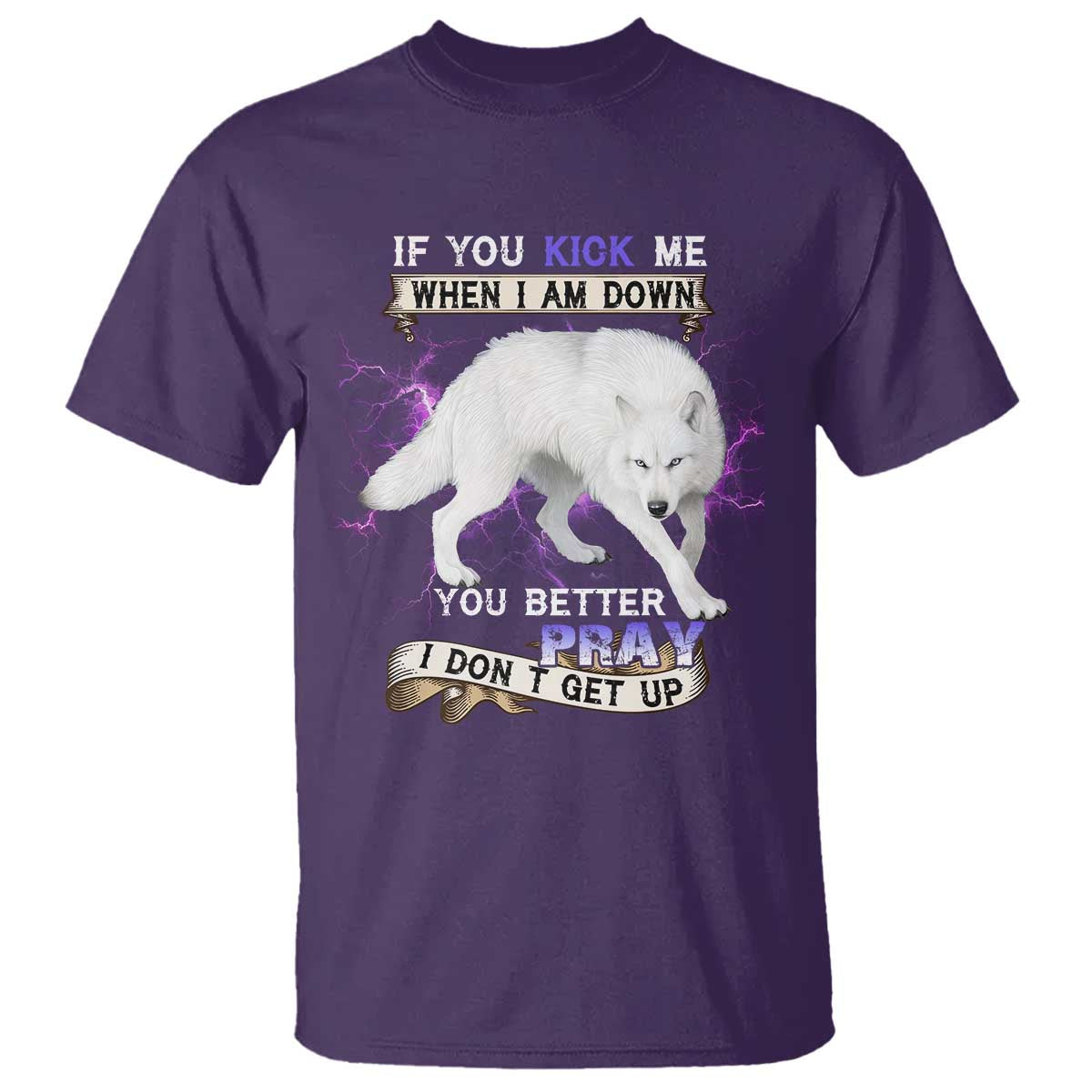 If You Kick Me When I'm Down, You Better Hope I Dont Get Up T Shirt Wolf Spirit & Resilience - Wonder Print Shop