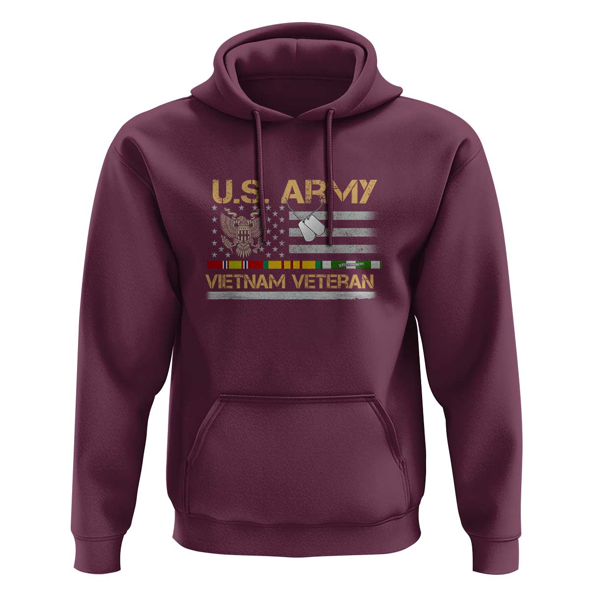 US Army Vietnam Veteran - Patriotic USA Flag Military Hoodie Vietnam War Veteran Tribute