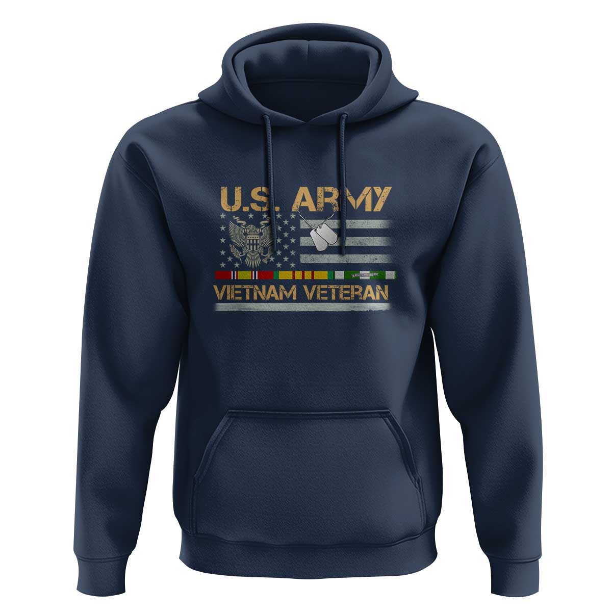 US Army Vietnam Veteran - Patriotic USA Flag Military Hoodie Vietnam War Veteran Tribute