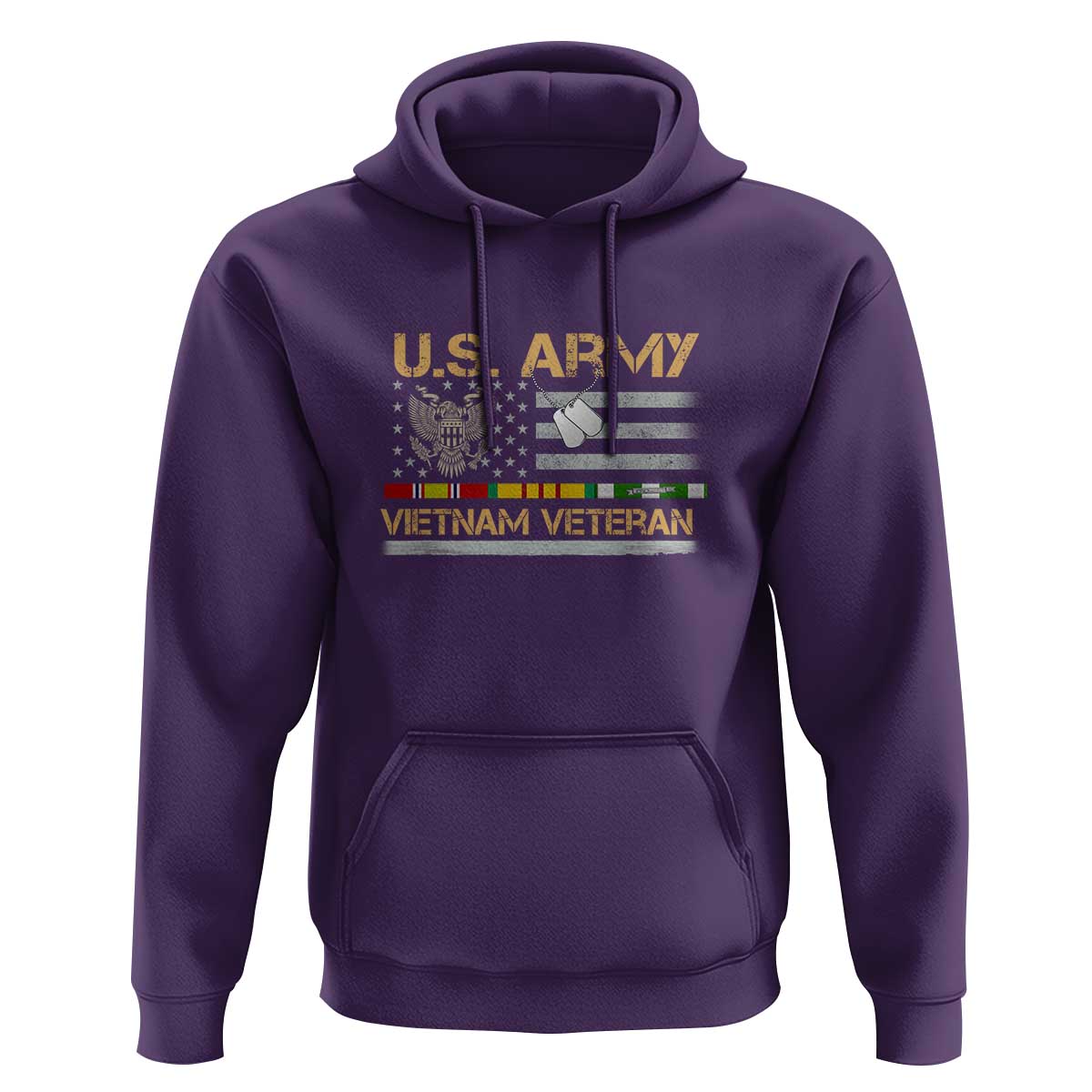 US Army Vietnam Veteran - Patriotic USA Flag Military Hoodie Vietnam War Veteran Tribute