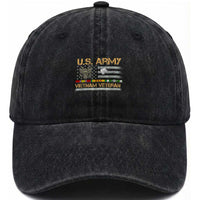 US Army Vietnam Veteran Patriotic USA Flag Military Washed Cotton Baseball Cap Vietnam War Veteran Tribute