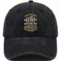 Grumpy Old Veteran Washed Cotton Baseball Cap Funny Patriotic Military USA Veteran