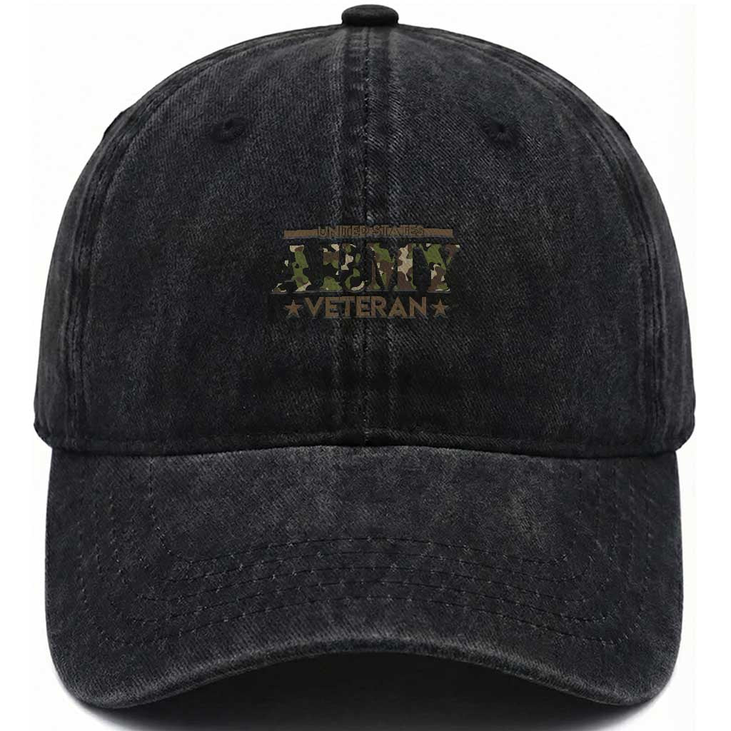 United States Army Veteran Washed Cotton Baseball Cap Proud Military Veteran