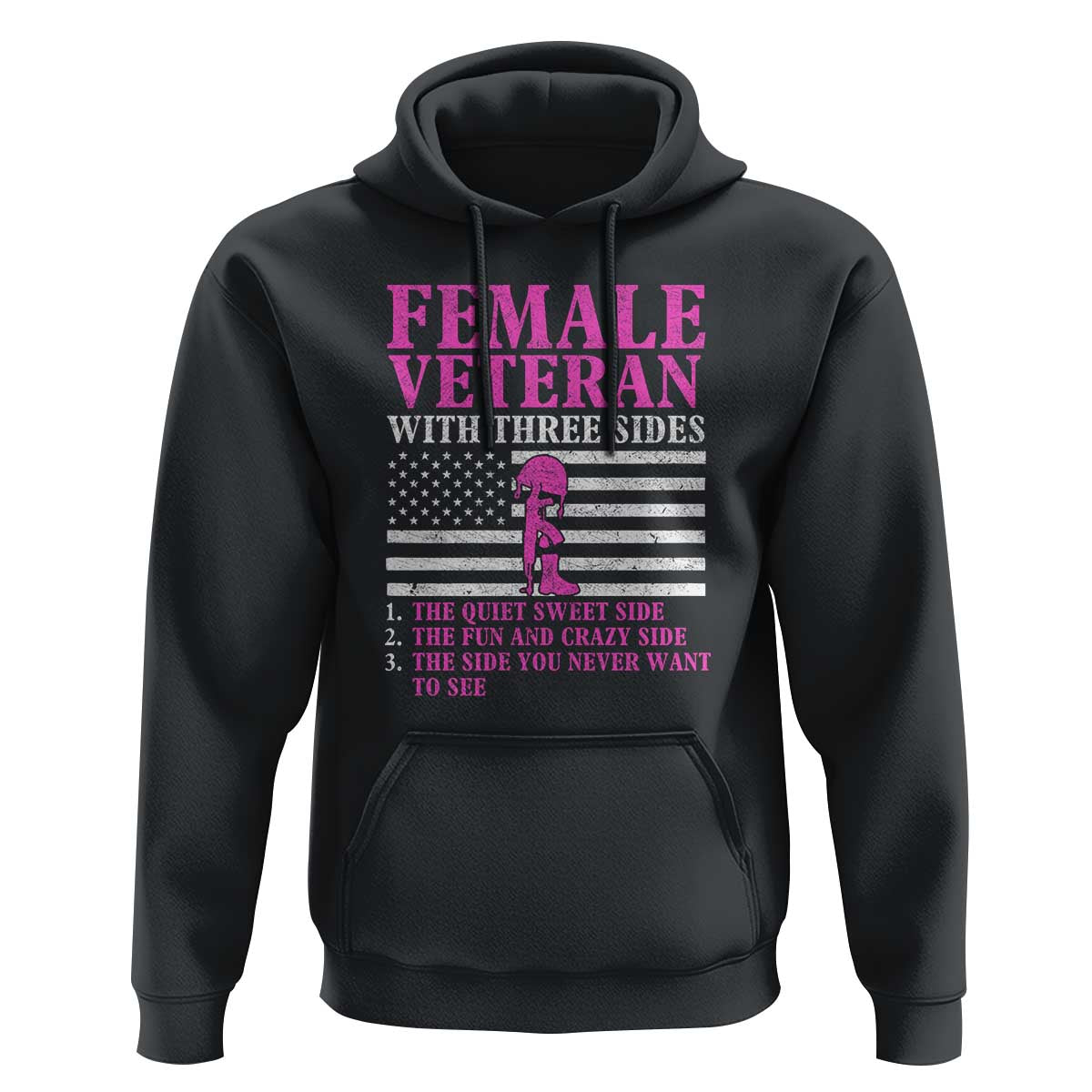 Female Veteran Hoodie - Three Sides: Veteran, Mother, Grandma - Proud Women's Military