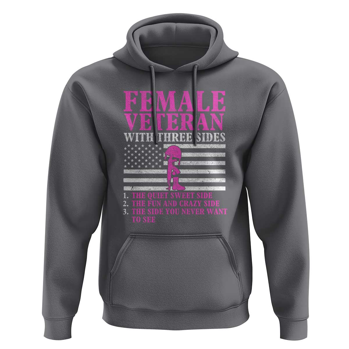 Female Veteran Hoodie - Three Sides: Veteran, Mother, Grandma - Proud Women's Military