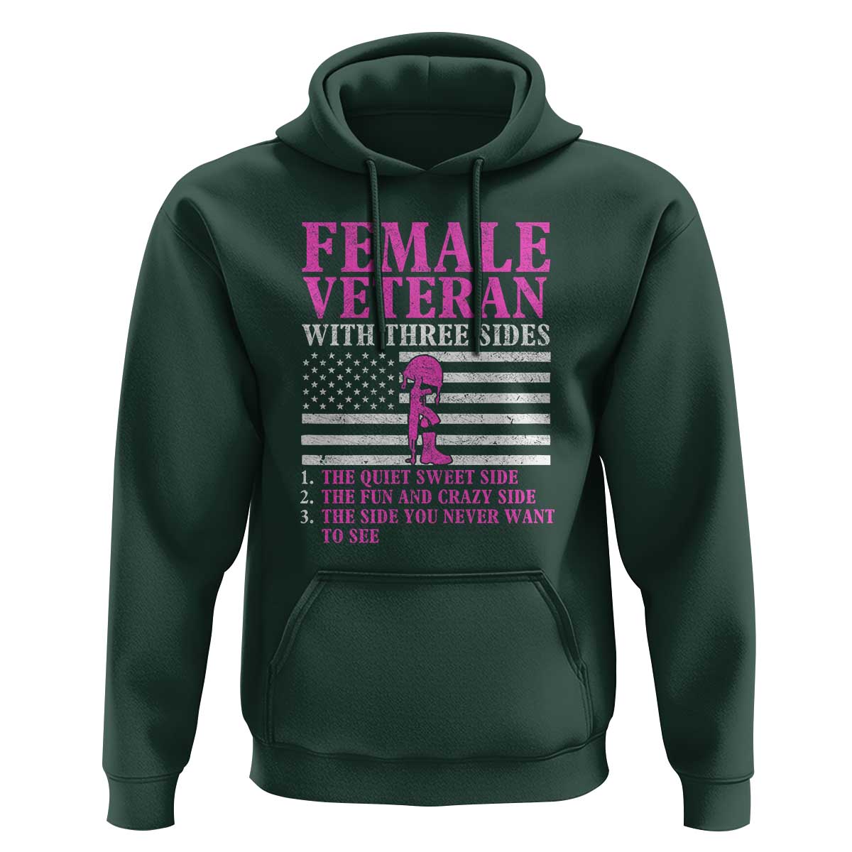 Female Veteran Hoodie - Three Sides: Veteran, Mother, Grandma - Proud Women's Military