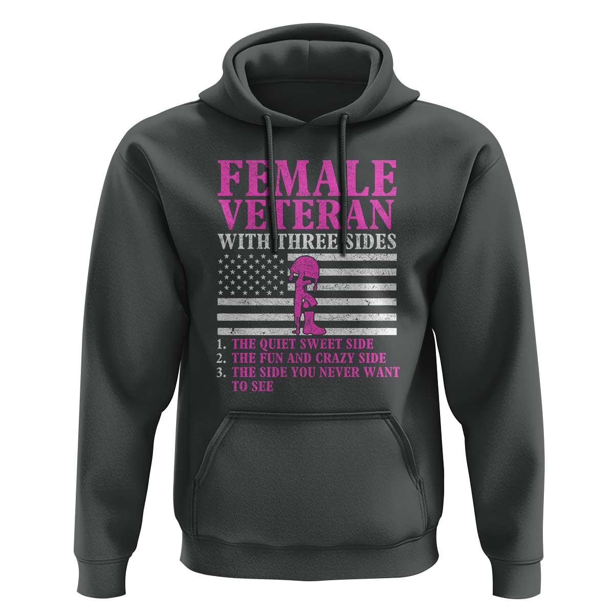 Female Veteran Hoodie - Three Sides: Veteran, Mother, Grandma - Proud Women's Military