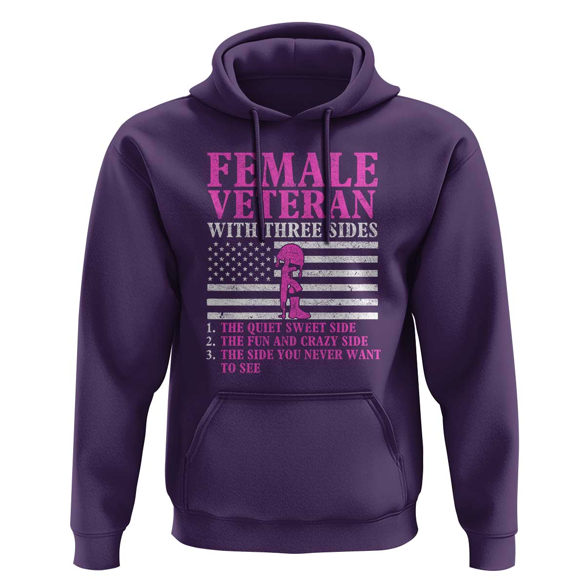 Female Veteran Hoodie - Three Sides: Veteran, Mother, Grandma - Proud Women's Military