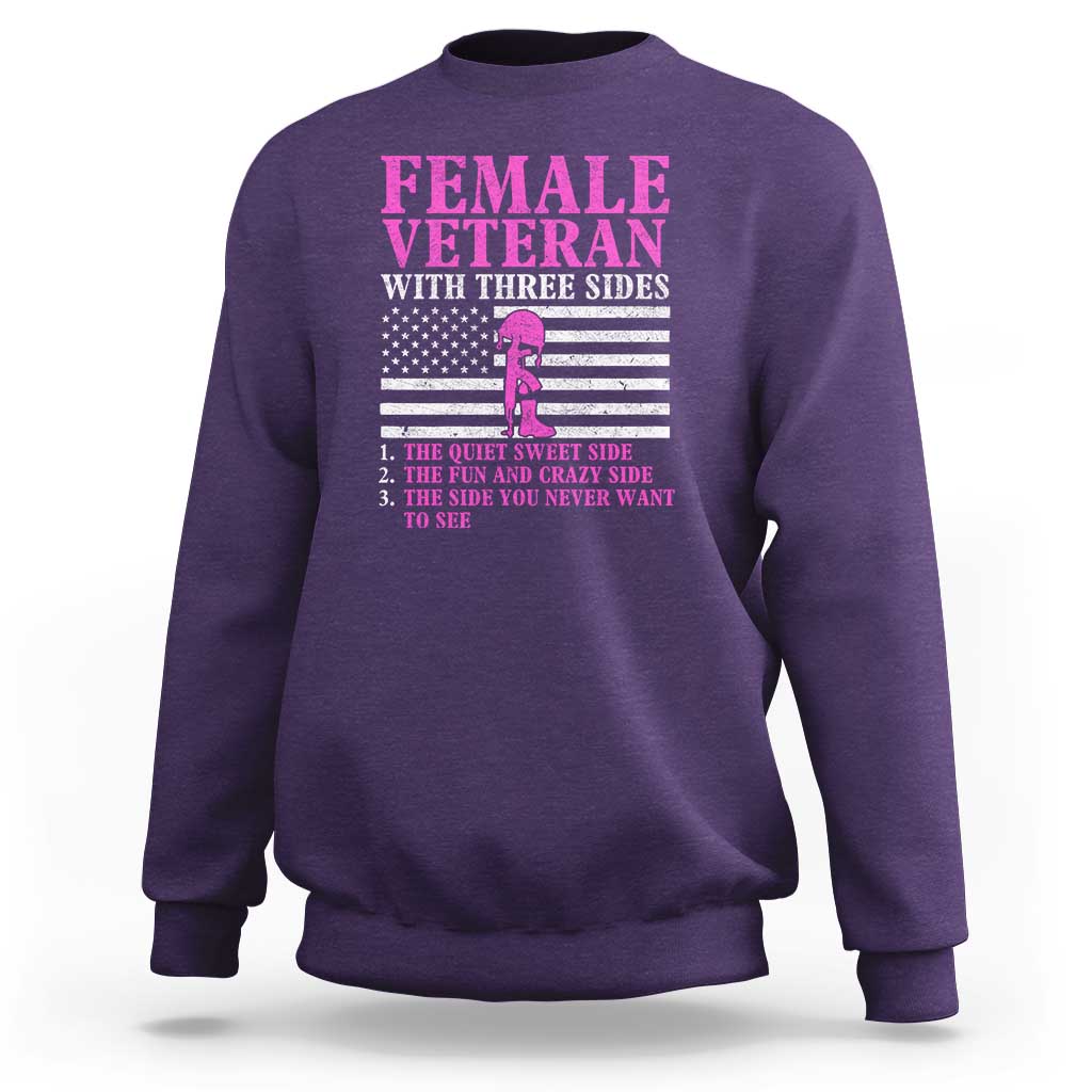 Female Veteran Sweatshirt - Three Sides: Veteran, Mother, Grandma - Proud Women's Military - Wonder Print Shop